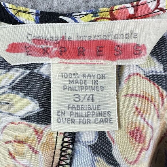VTG Express Maxi Dress 3/4 Campagnie Internationale 90s Floral Boho Cottage* - Picture 16 of 16